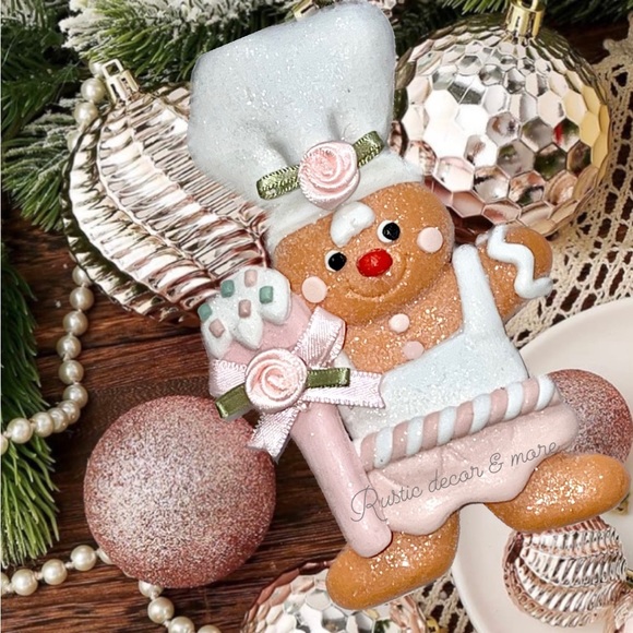 Shabby Chic Gingerbread Girl Cookie Ornament - Picture 1 of 1